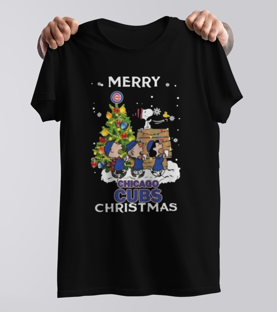 Merry Chicago Cubs Christmas Snoopy And Friends T-Shirt