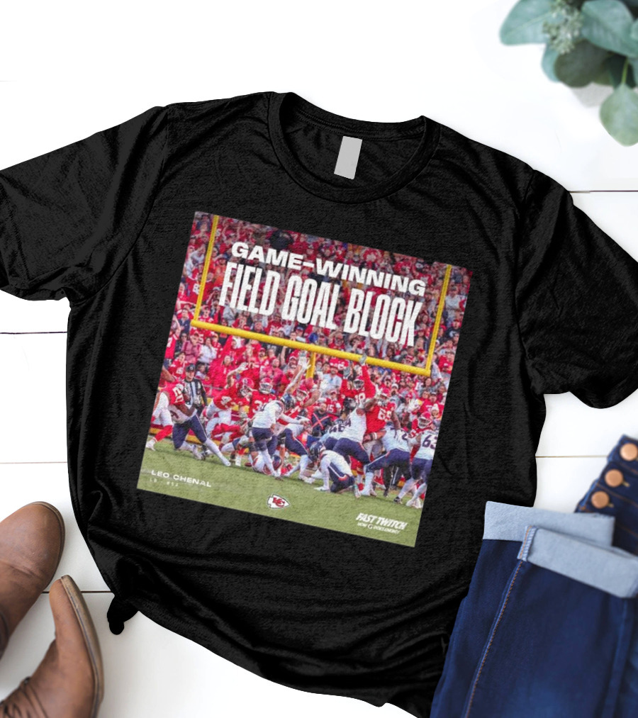 Game-Winning Field Goal Block Kansas City Chiefs Leo Chenal Fast Twitch NFL Partnership T-Shirt