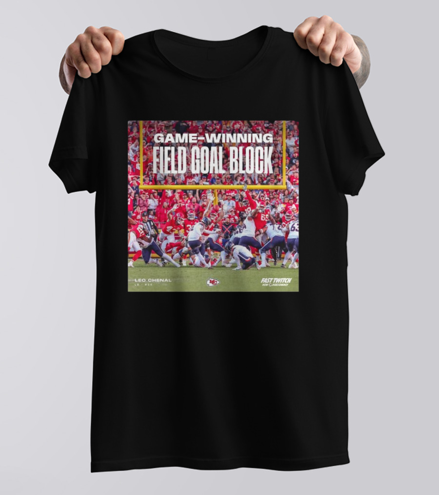 Game-Winning Field Goal Block Kansas City Chiefs Leo Chenal Fast Twitch NFL Partnership T-Shirt