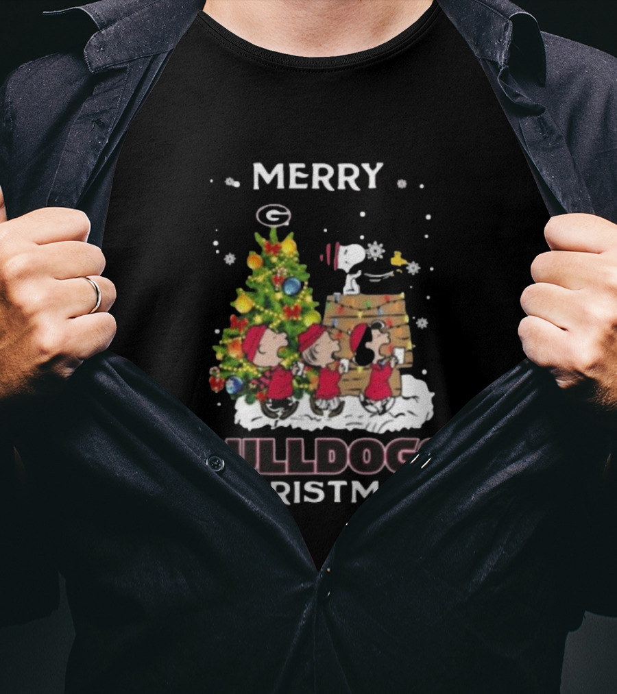 Merry Georgia Bulldogs Snoopy Christmas T-Shirt