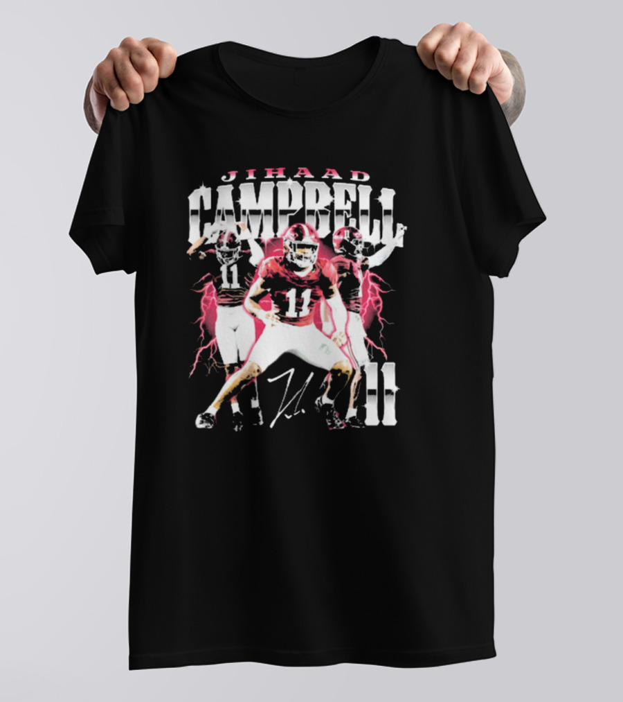 Jihaad Campbell Alabama Crimson Tide 11 Signature Football Energy T-Shirt