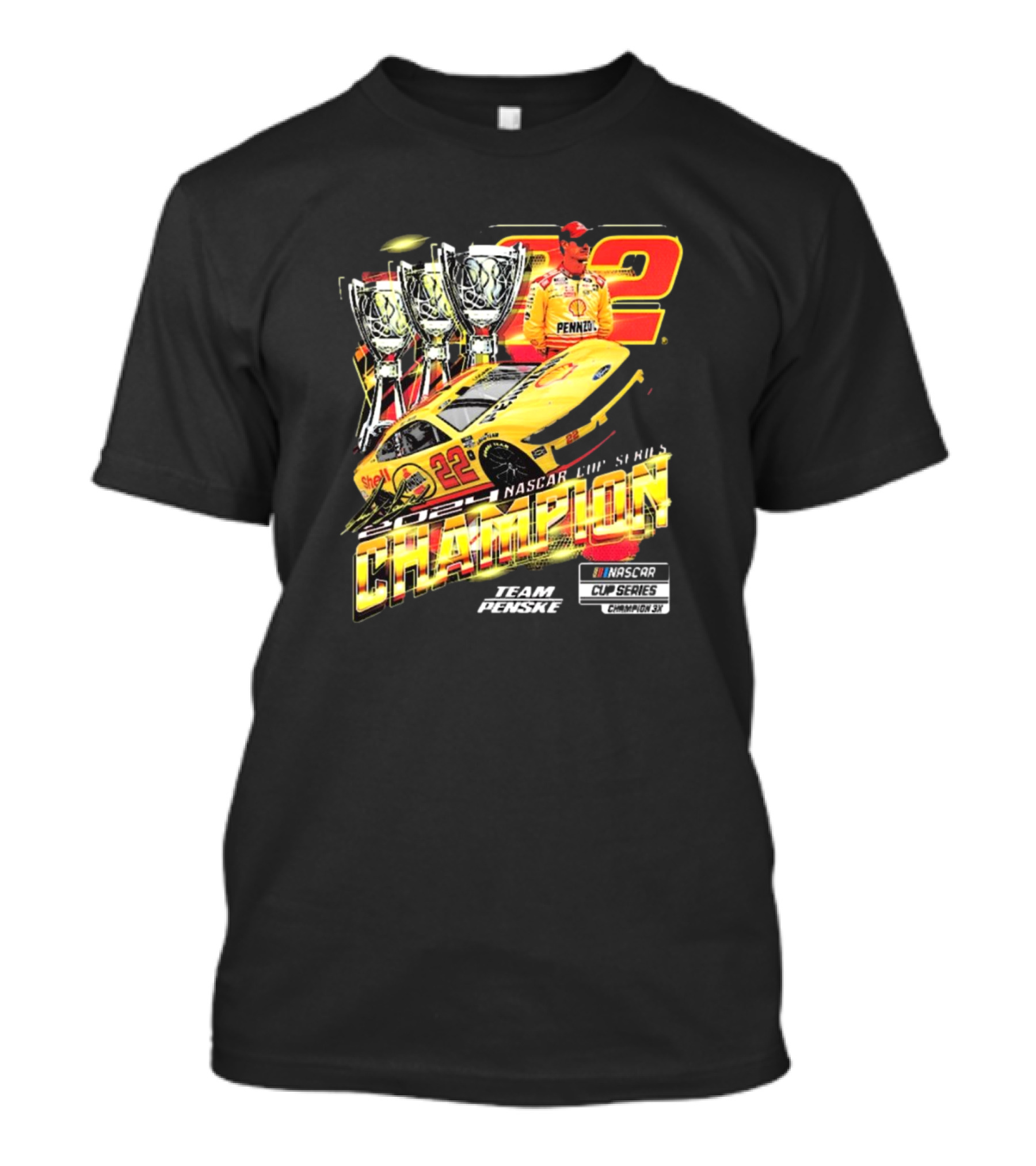 Joey Logano 22 NASCAR Cup Series Champion 3X Team Penske Champion Car Racing Winner T-Shirt
