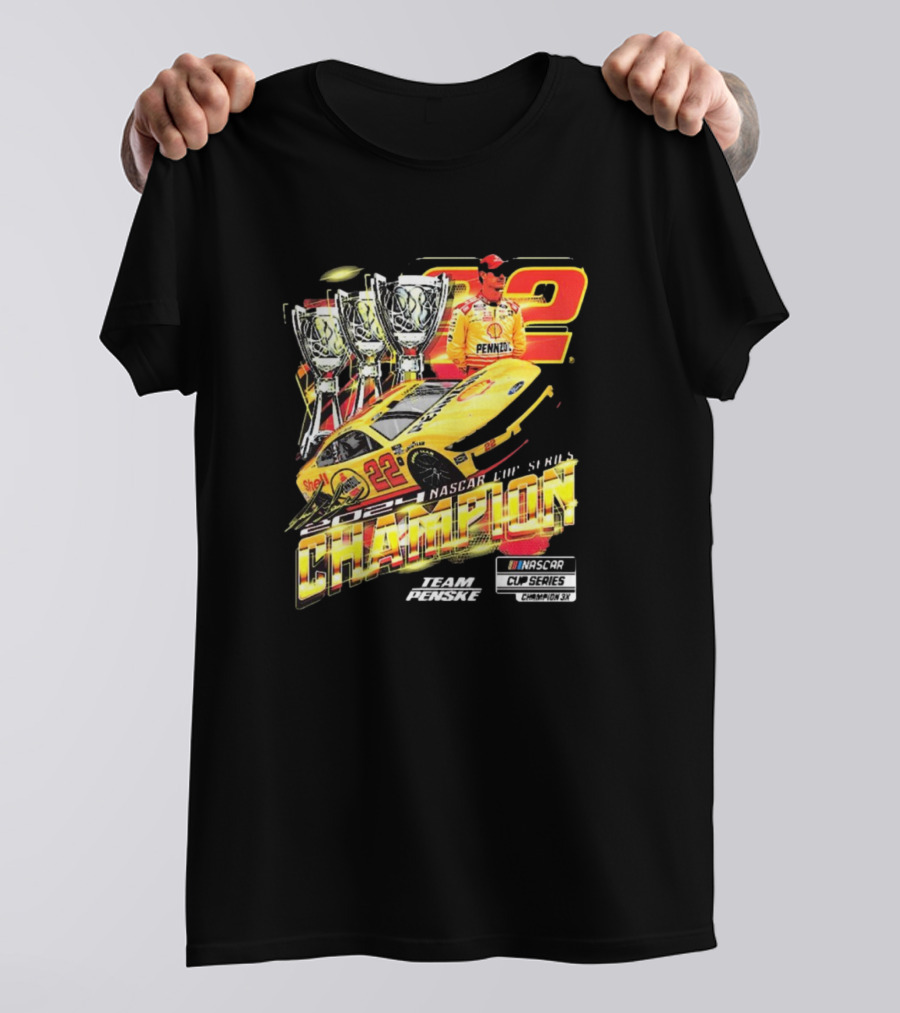 Joey Logano 22 NASCAR Cup Series Champion 3X Team Penske Champion Car Racing Winner T-Shirt