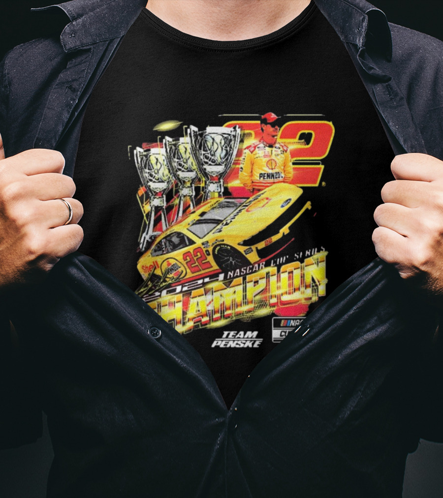 Joey Logano 22 NASCAR Cup Series Champion 3X Team Penske Champion Car Racing Winner T-Shirt