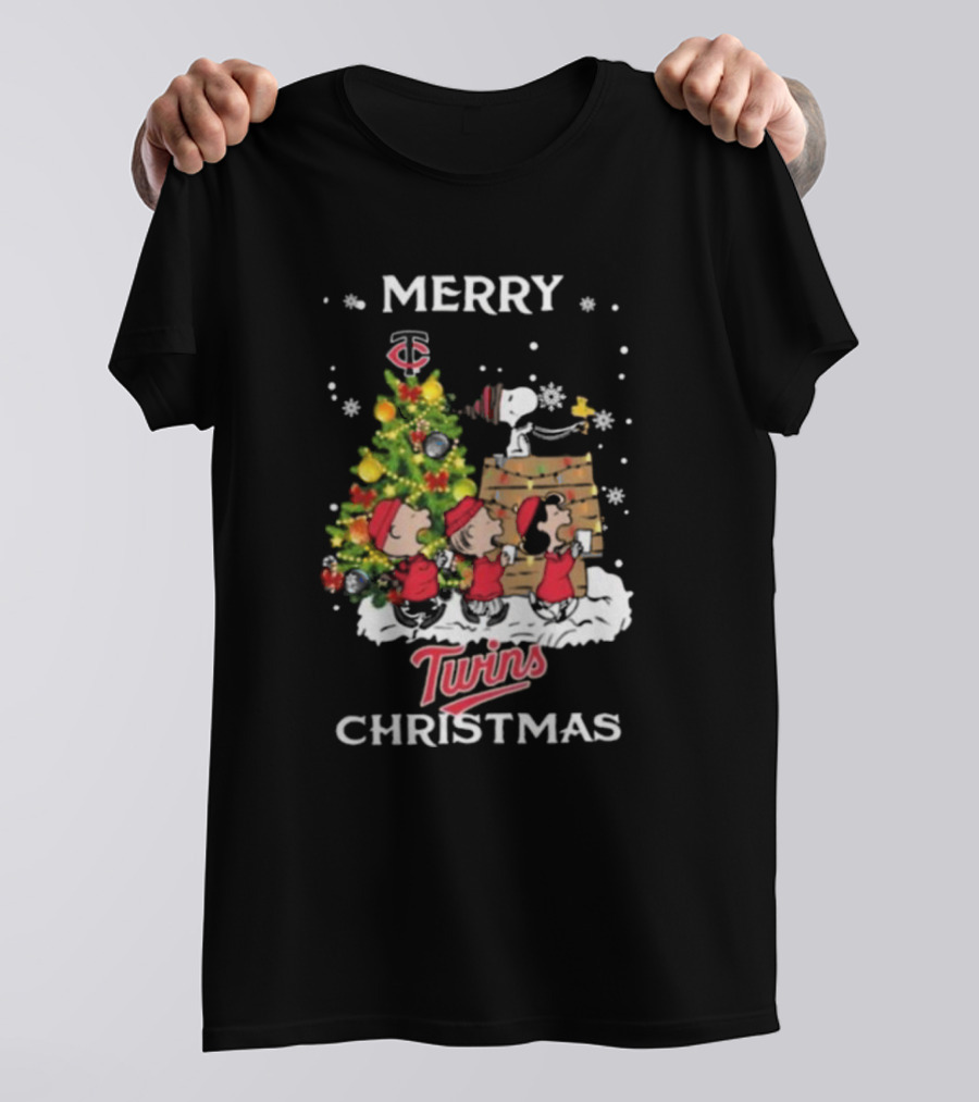 Merry Christmas Minnesota Twins Snoopy And Friends T-Shirt