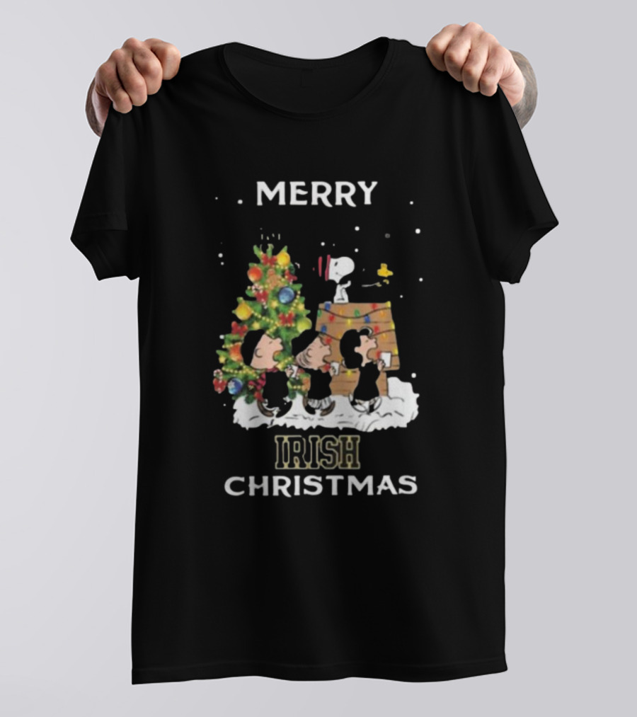 Merry Irish Christmas Notre Dame Fighting Irish X Snoopy And Friends T-Shirt