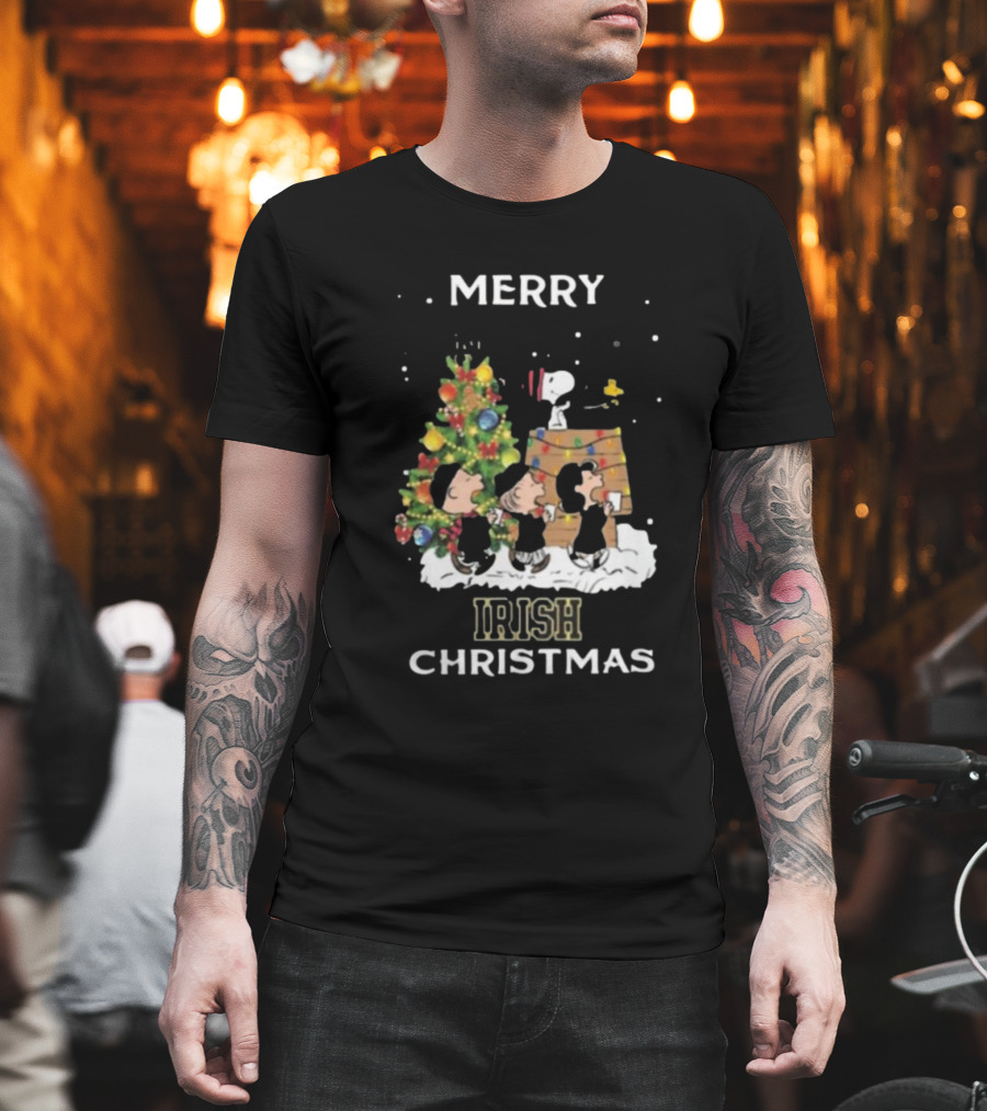 Merry Irish Christmas Notre Dame Fighting Irish X Snoopy And Friends T-Shirt