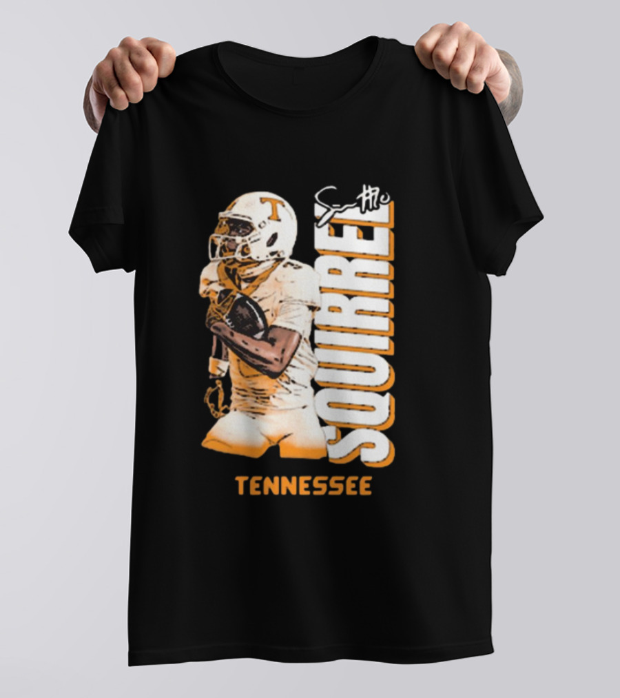 Tennessee Volunteers Squirrel White Football Signature T-Shirt