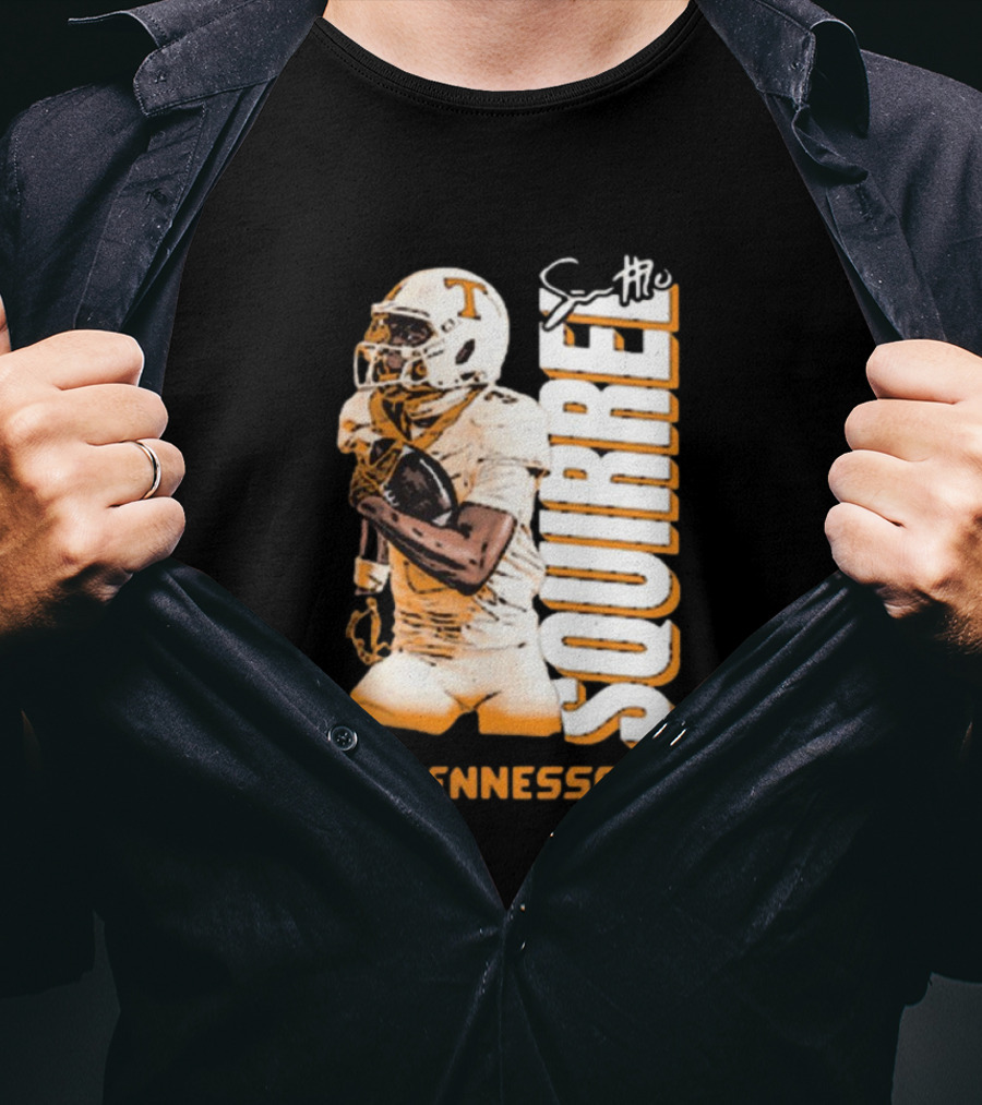 Tennessee Volunteers Squirrel White Football Signature T-Shirt