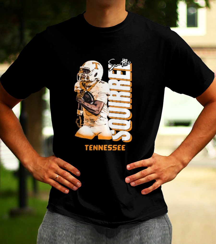 Tennessee Volunteers Squirrel White Football Signature T-Shirt