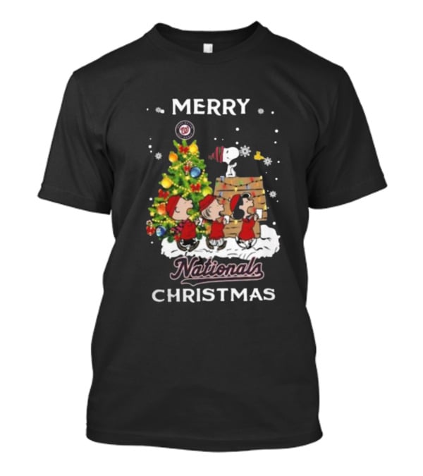 Merry Nationals Christmas Snoopy And Friends With Washington Nationals Logo T-Shirt