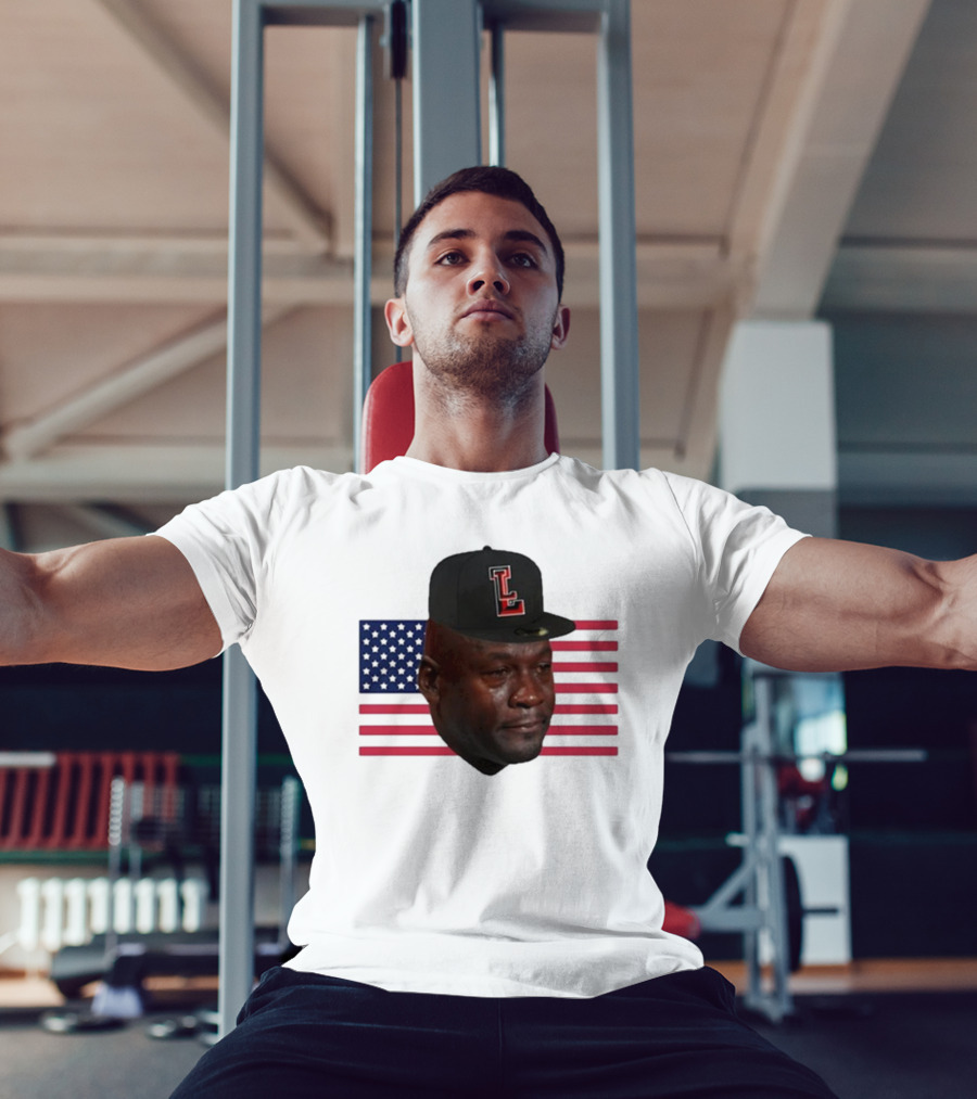 Michael Jordan Crying Meme USA Flag LL Cap T-Shirt