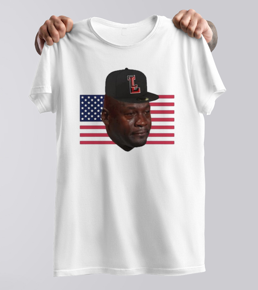 Michael Jordan Crying Meme USA Flag LL Cap T-Shirt