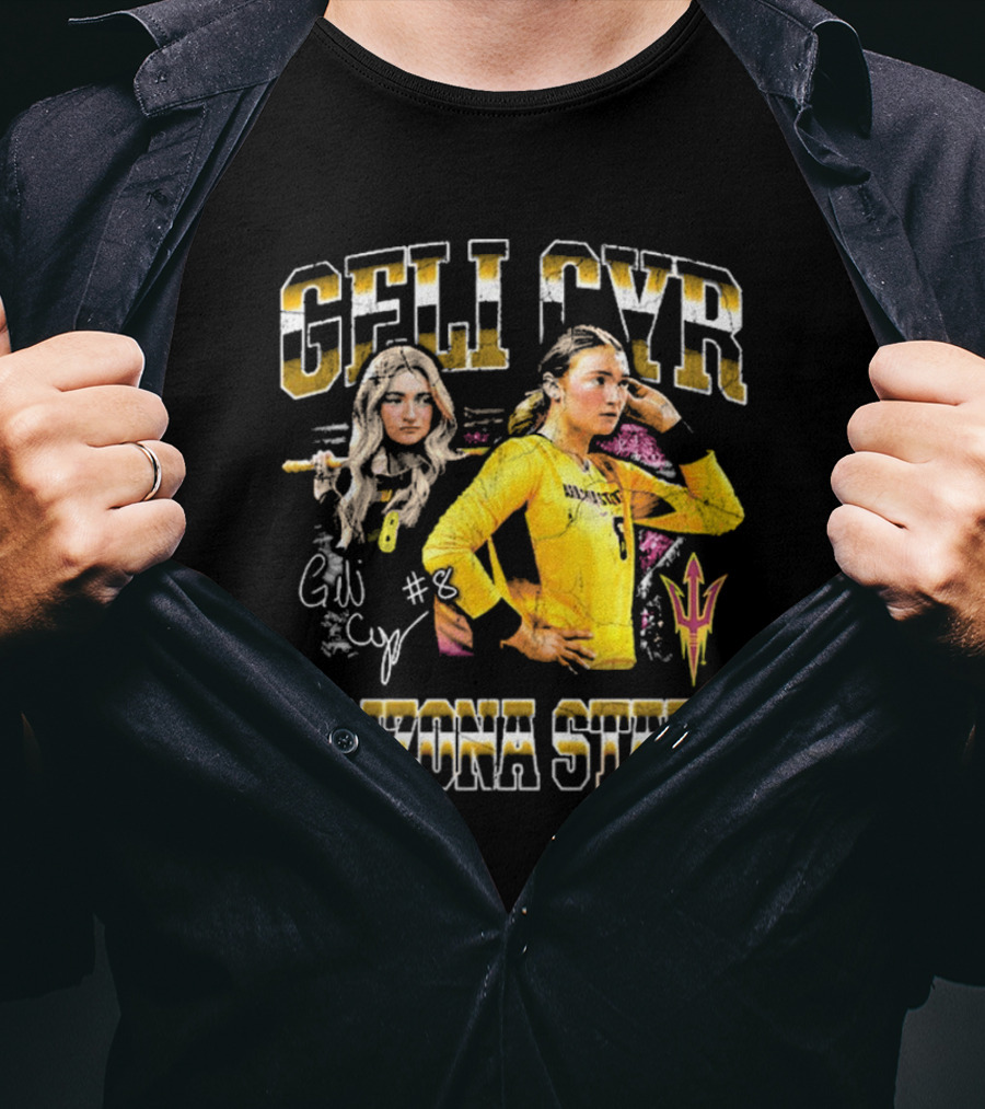 Geli Cyr Arizona State Sun Devils Yellow Jersey #8 Volleyball Retro 90s T-Shirt