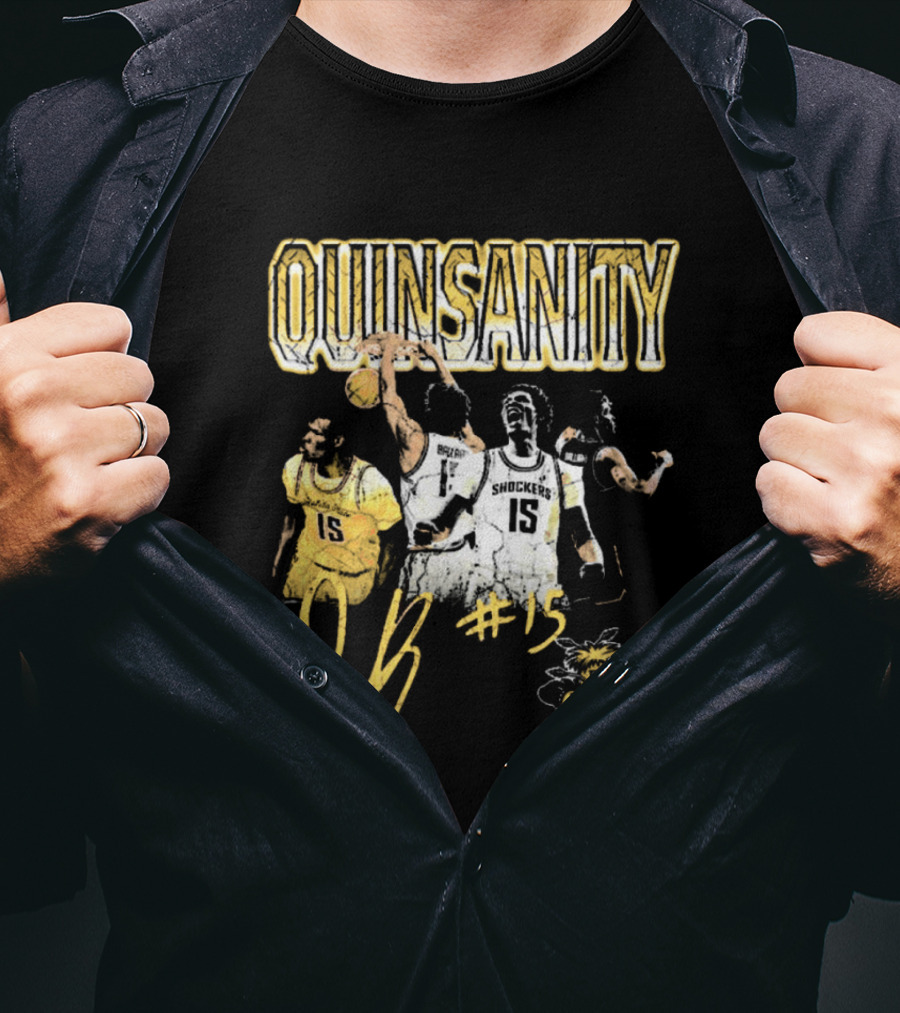 Quinsanity QB #15 Wichita State Shockers Basketball 90s Washed Signature T-Shirt