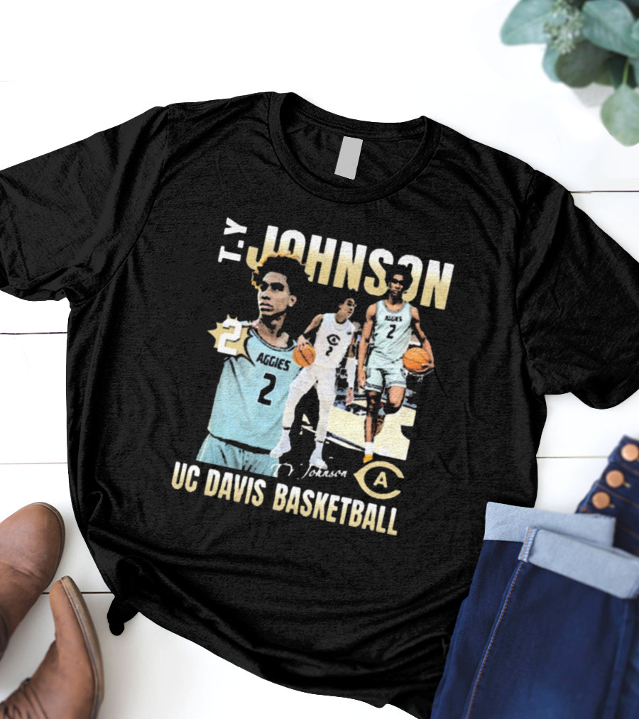 T.Y. Johnson UC Davis Aggies Basketball Number 2 Signature T-Shirt