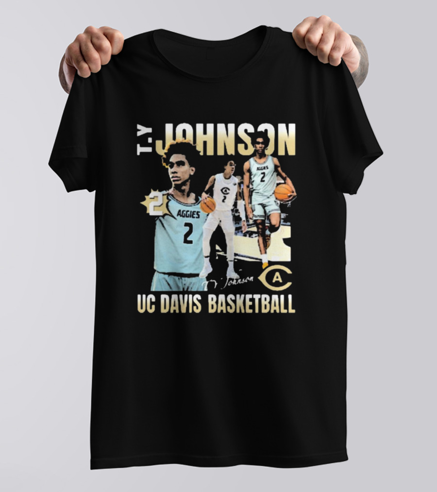 T.Y. Johnson UC Davis Aggies Basketball Number 2 Signature T-Shirt