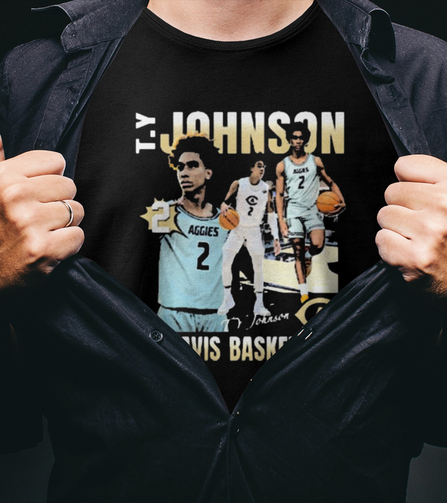 T.Y. Johnson UC Davis Aggies Basketball Number 2 Signature T-Shirt