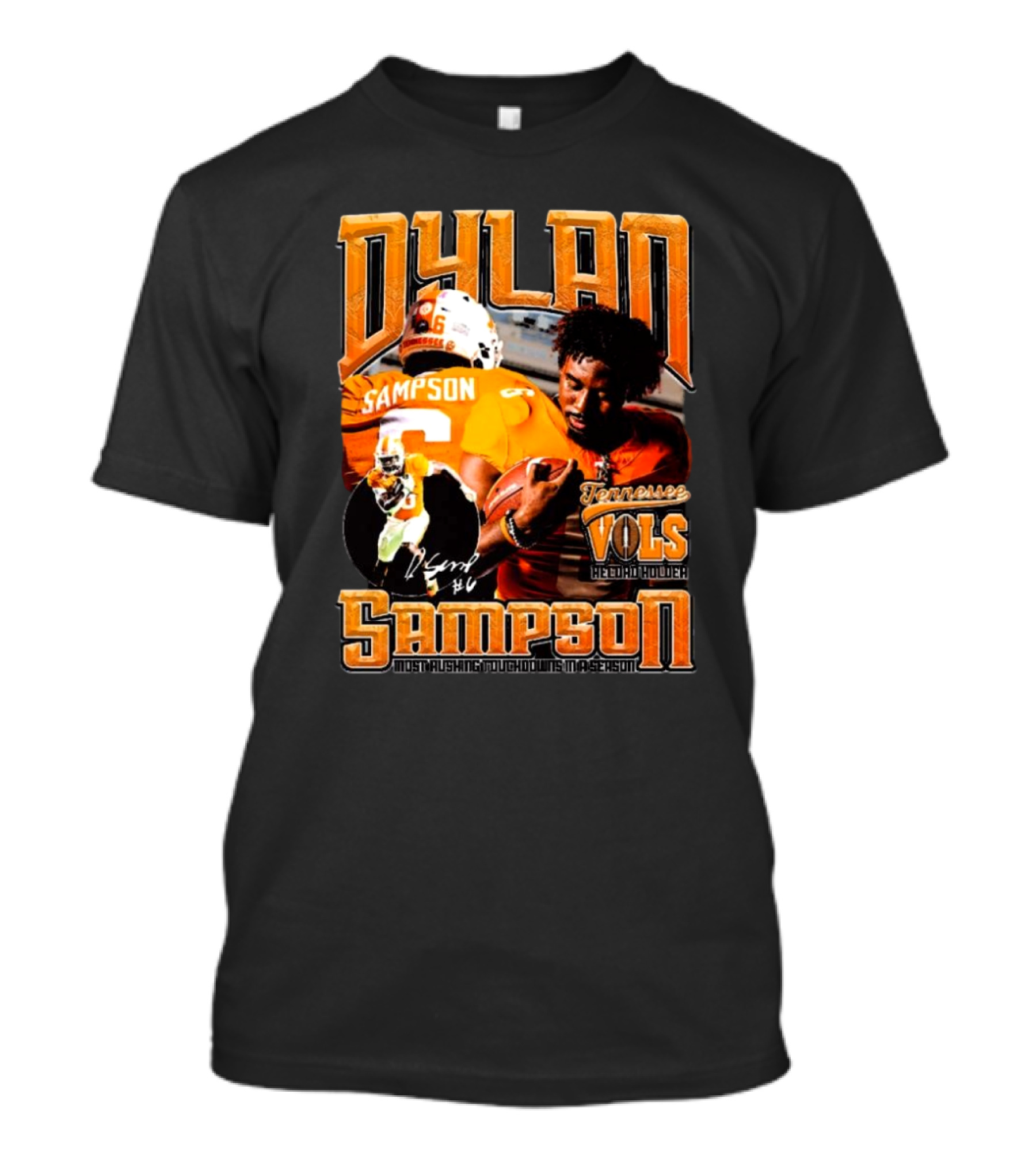 Dylan Sampson Tennessee Vols Record Holder Most Rushing Touchdowns In A Season Vintage Icon Signature T-Shirt