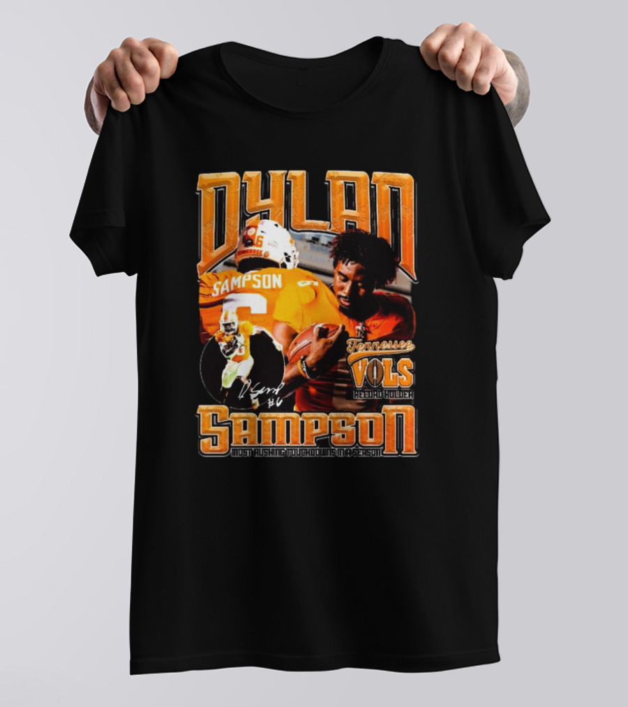 Dylan Sampson Tennessee Vols Record Holder Most Rushing Touchdowns In A Season Vintage Icon Signature T-Shirt