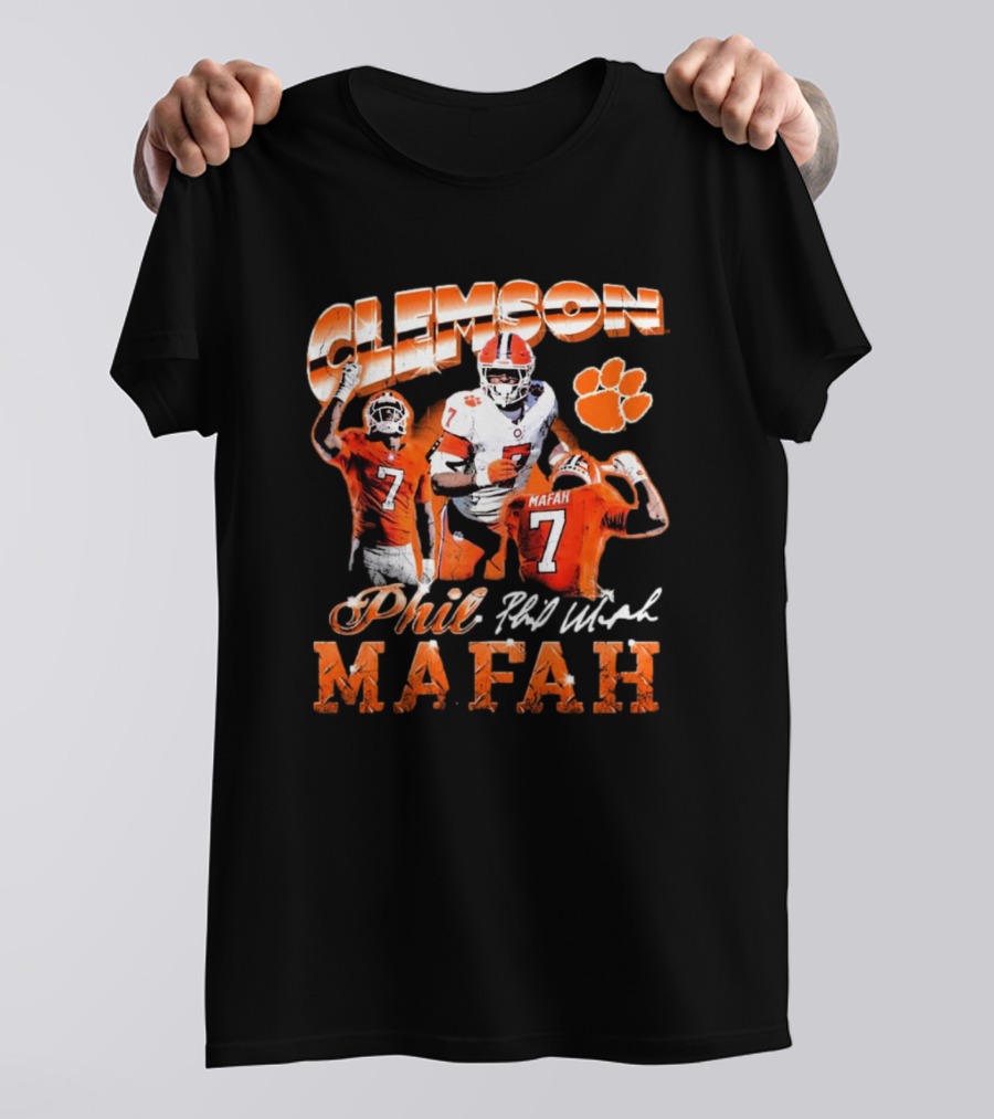 Clemson Tigers Phil Mafah 90s Retro Signature 7 T-Shirt