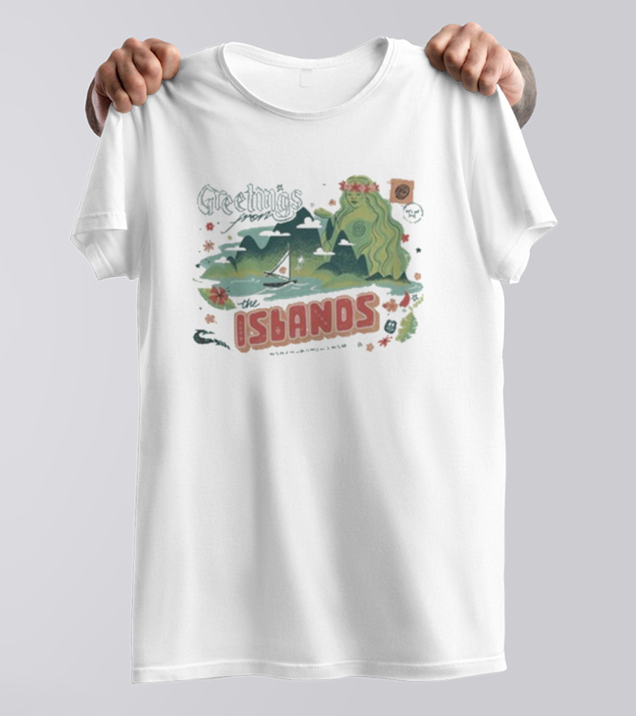 Greetings From The Islands The Lost Bros New Sailing Boat Hula Dancer T-Shirt