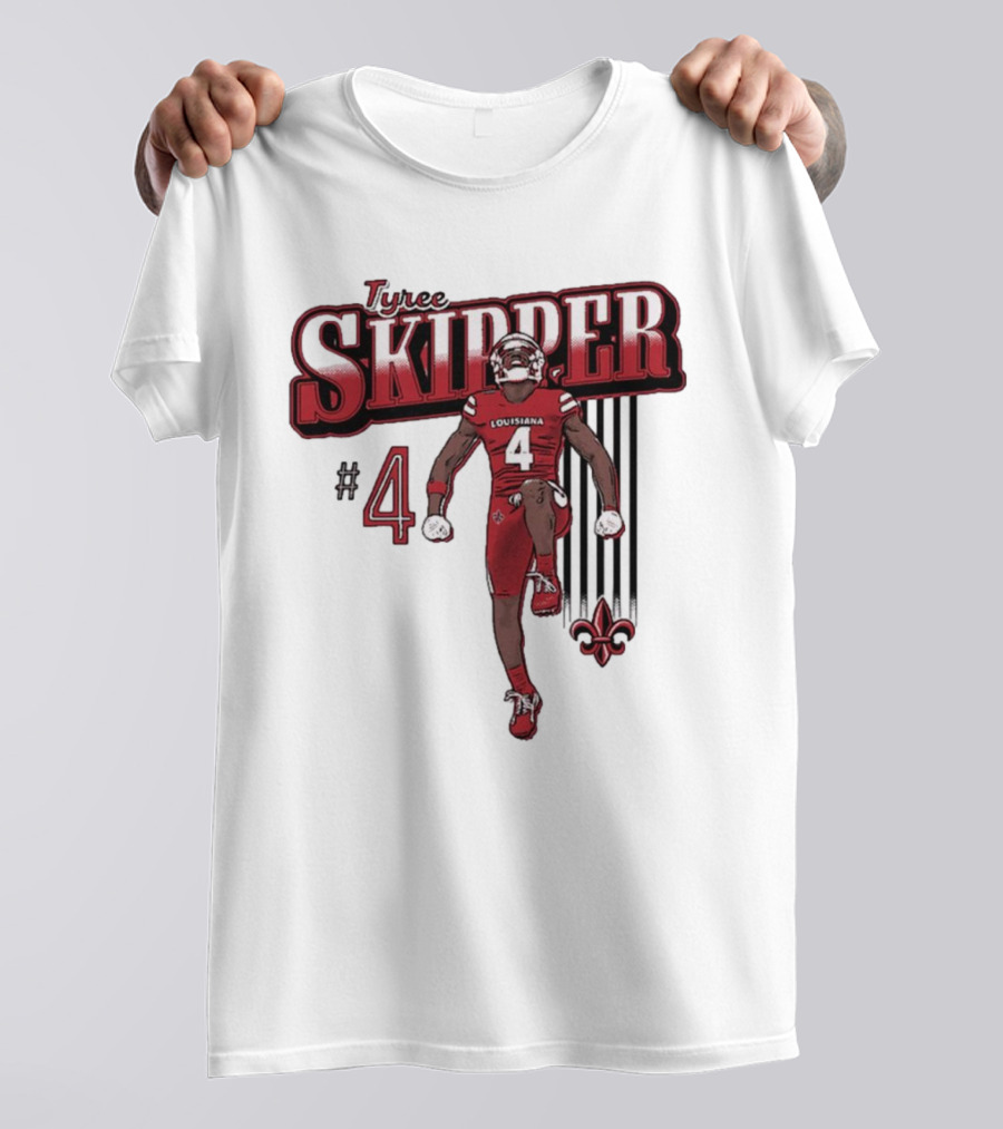 Tyree Skipper #4 Louisiana Ragin’ Cajuns Football Fleur-de-Lis T-Shirt