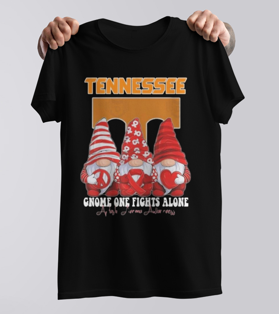 Tennessee Volunteers Autism Awareness Gnome One Fights Alone T-Shirt