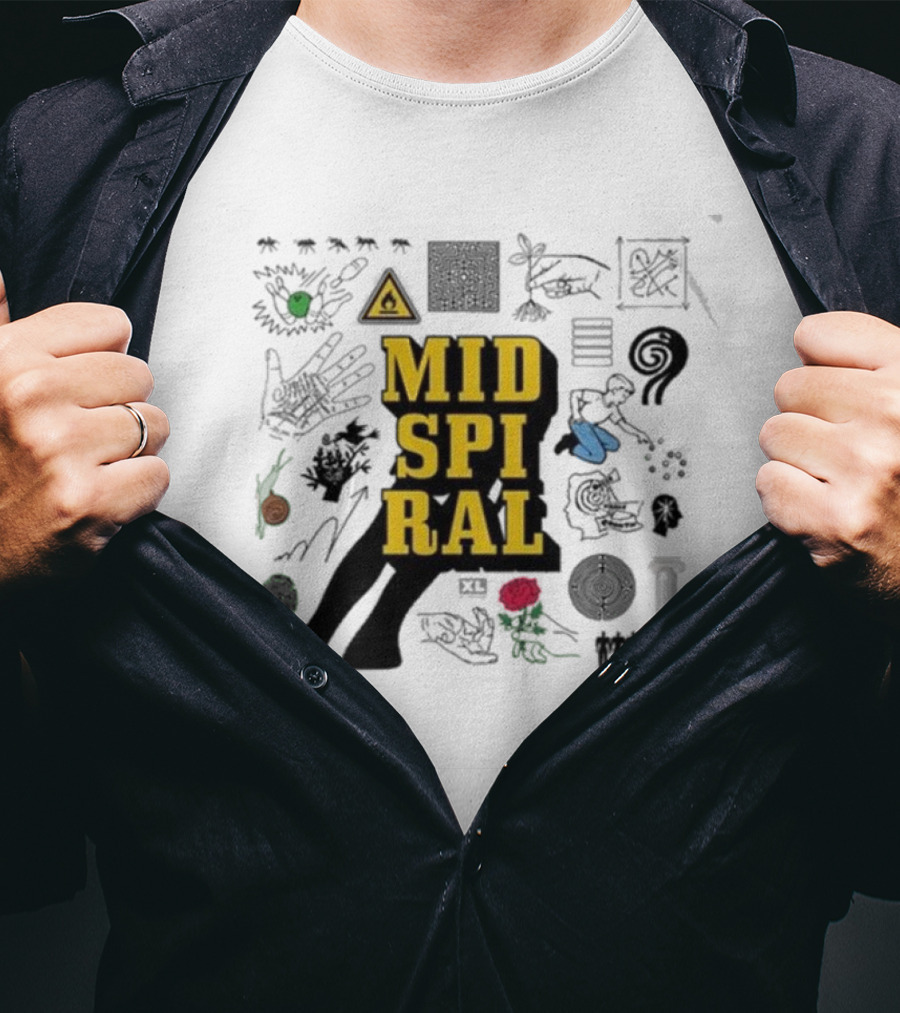 MID SPIRAL BadBadNotGood Ants Eye Spiral Symbol Pillar Rose T-Shirt