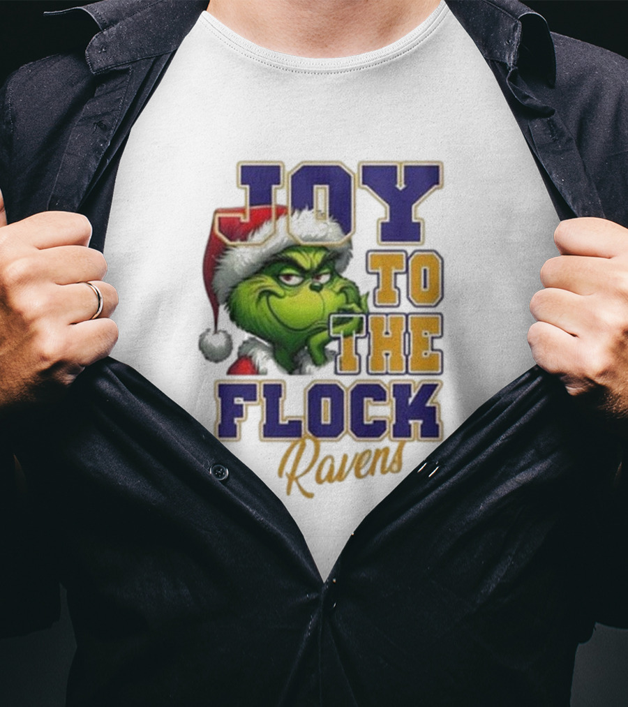 Joy To The Flock Ravens Merry Christmas The Grinch T-Shirt