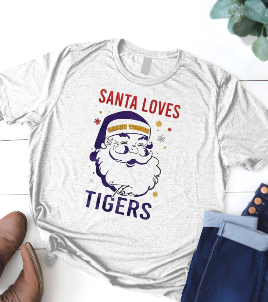 Santa Loves The LSU Tigers Christmas T-Shirt