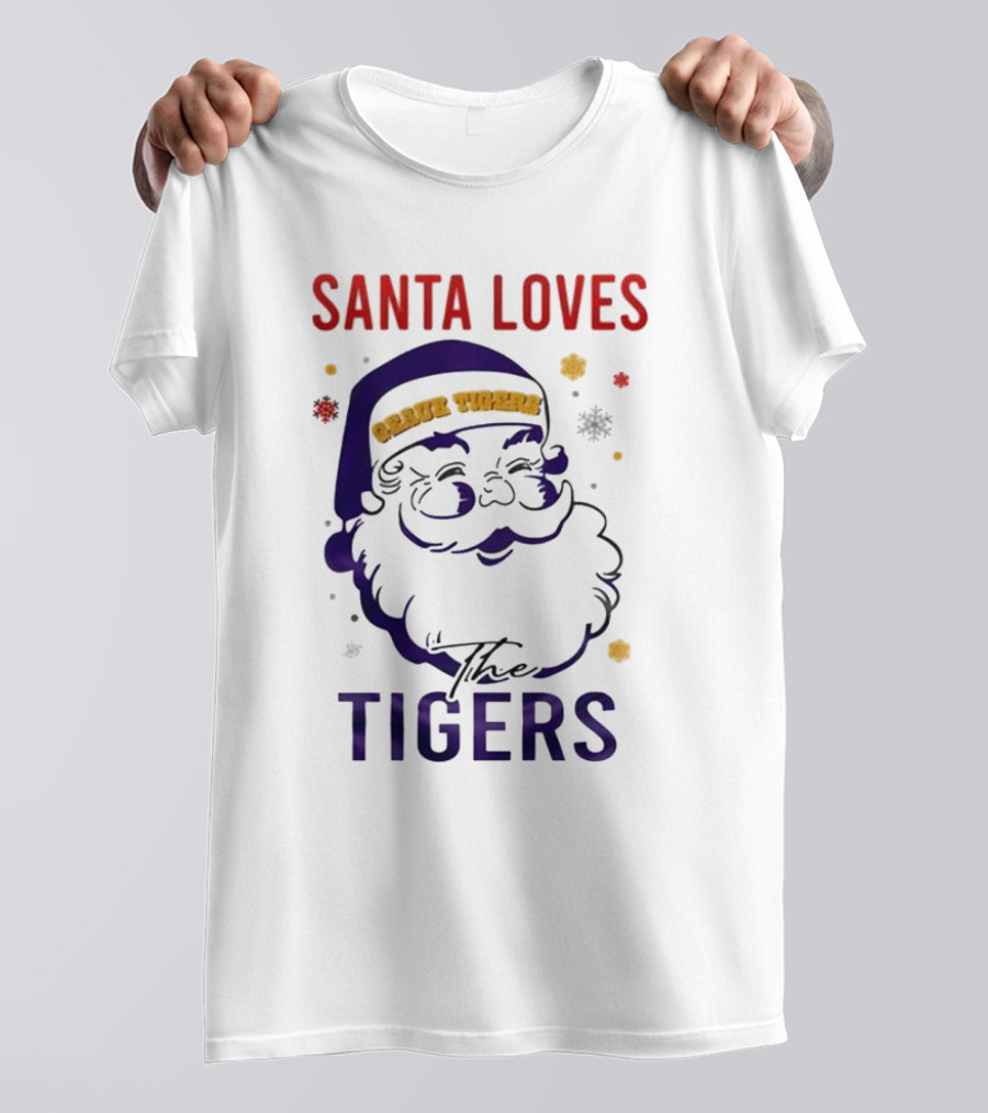 Santa Loves The LSU Tigers Christmas T-Shirt