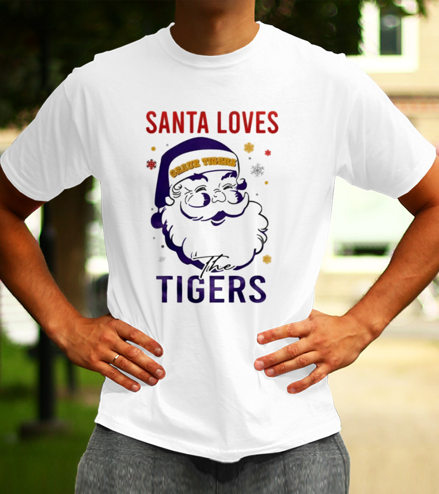 Santa Loves The LSU Tigers Christmas T-Shirt