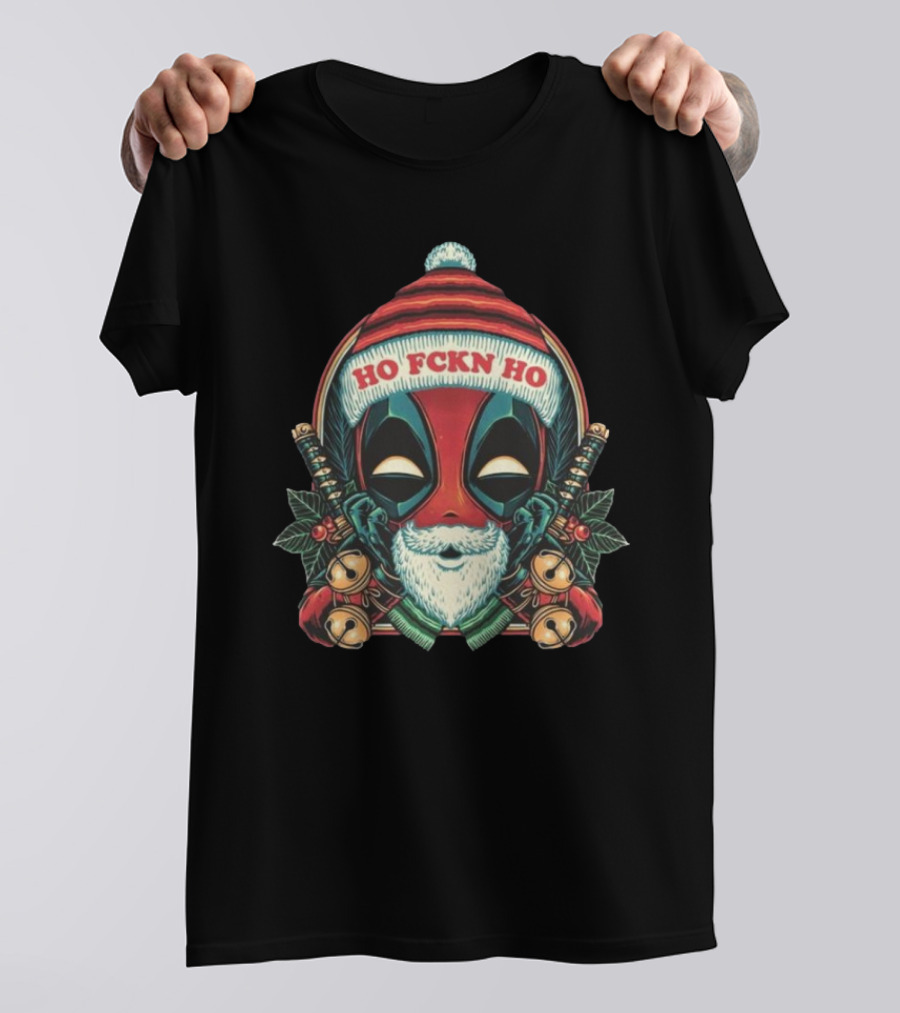 Deadpool Ho Fckn Ho Christmas Santa Mask T-Shirt