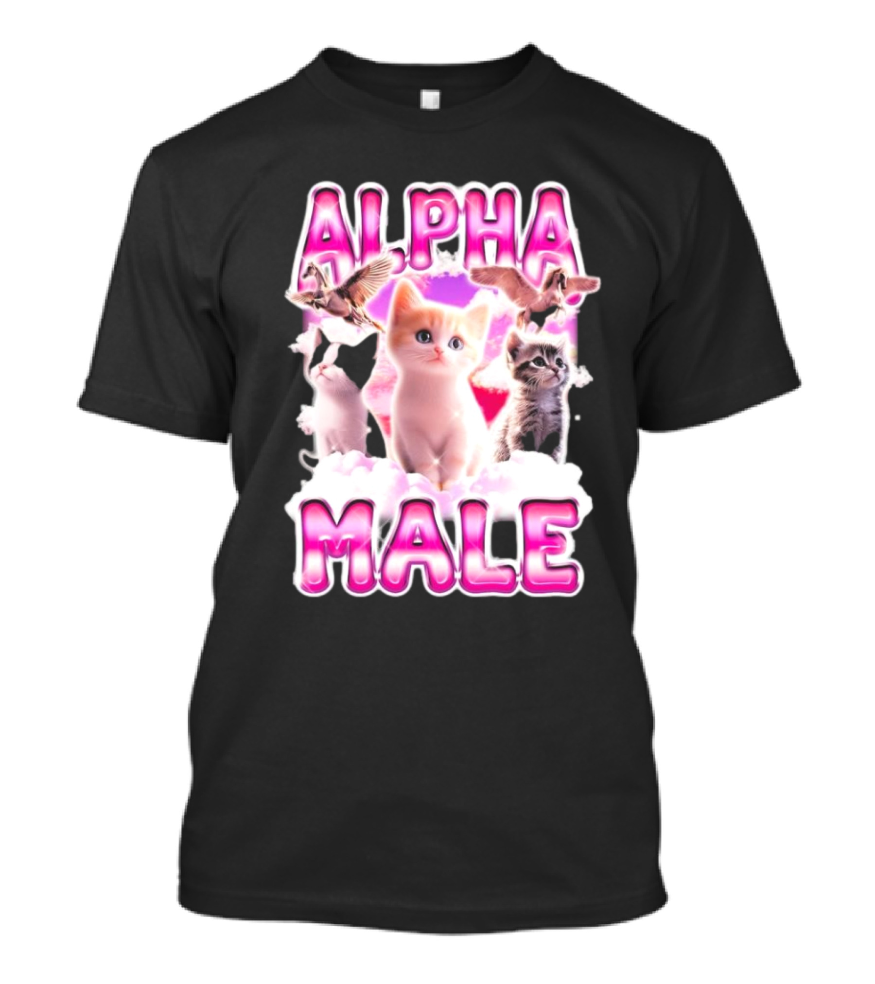 Notsafeforwear Alpha Male Cute Kittens And Birds T-Shirt