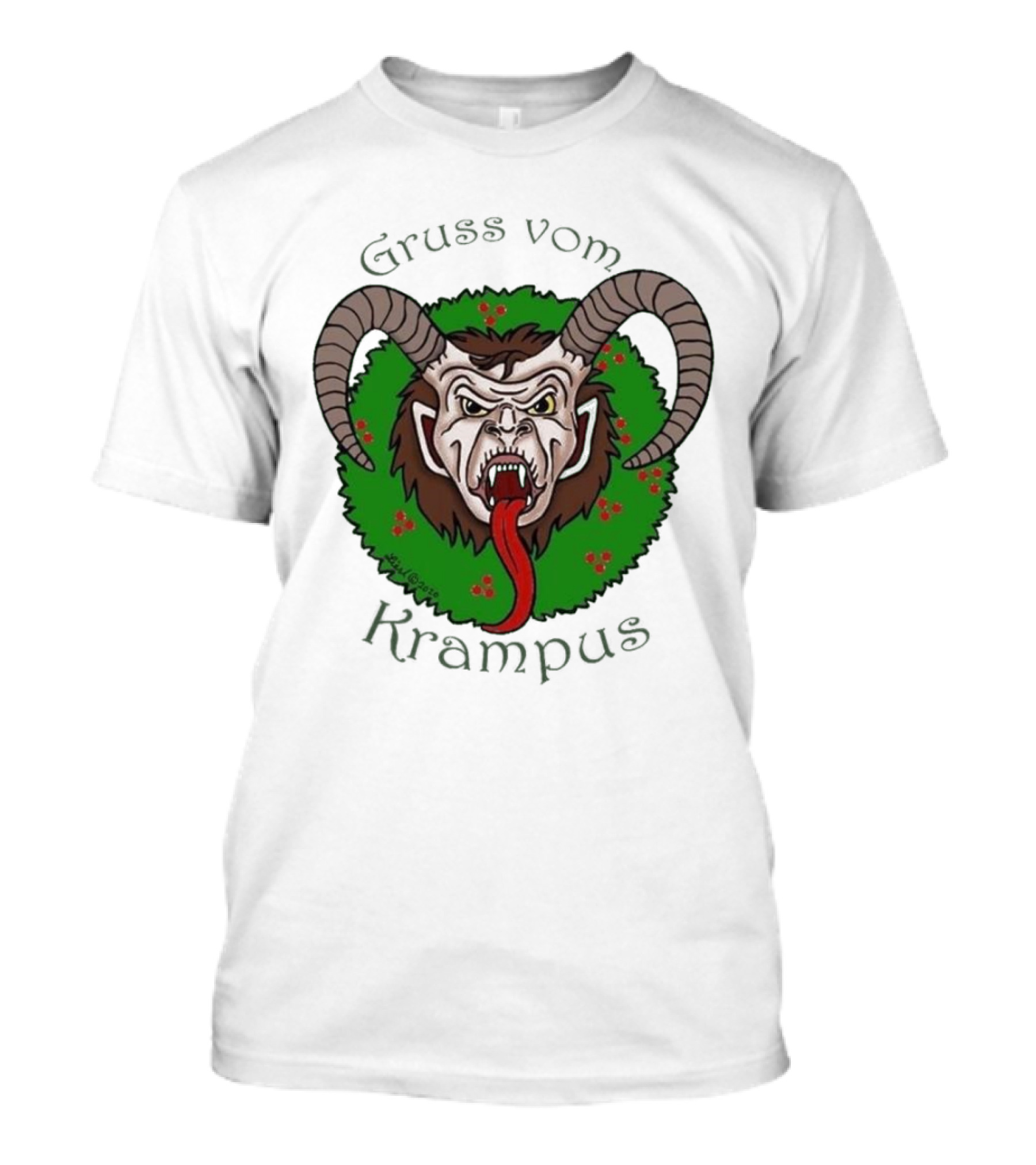 Gruss Vom Krampus Green Wreath Christmas T-Shirt