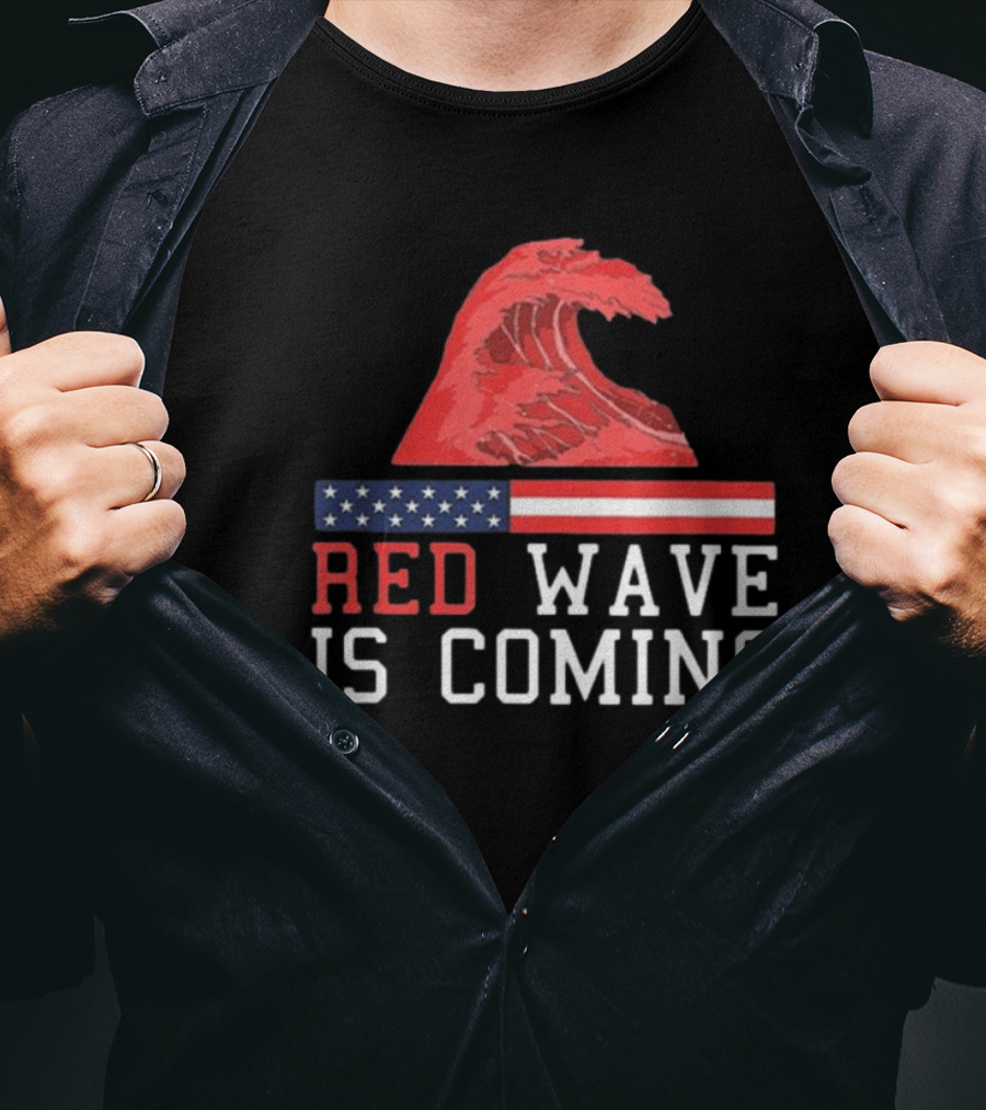 Red Wave Is Coming American Flag Wave T-Shirt