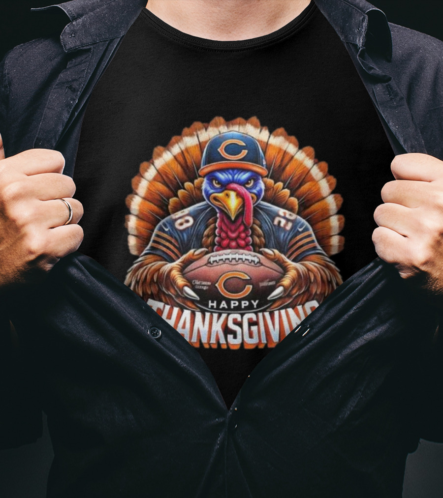 Happy Thanksgiving Chicago Bears Turkey Football T-Shirt