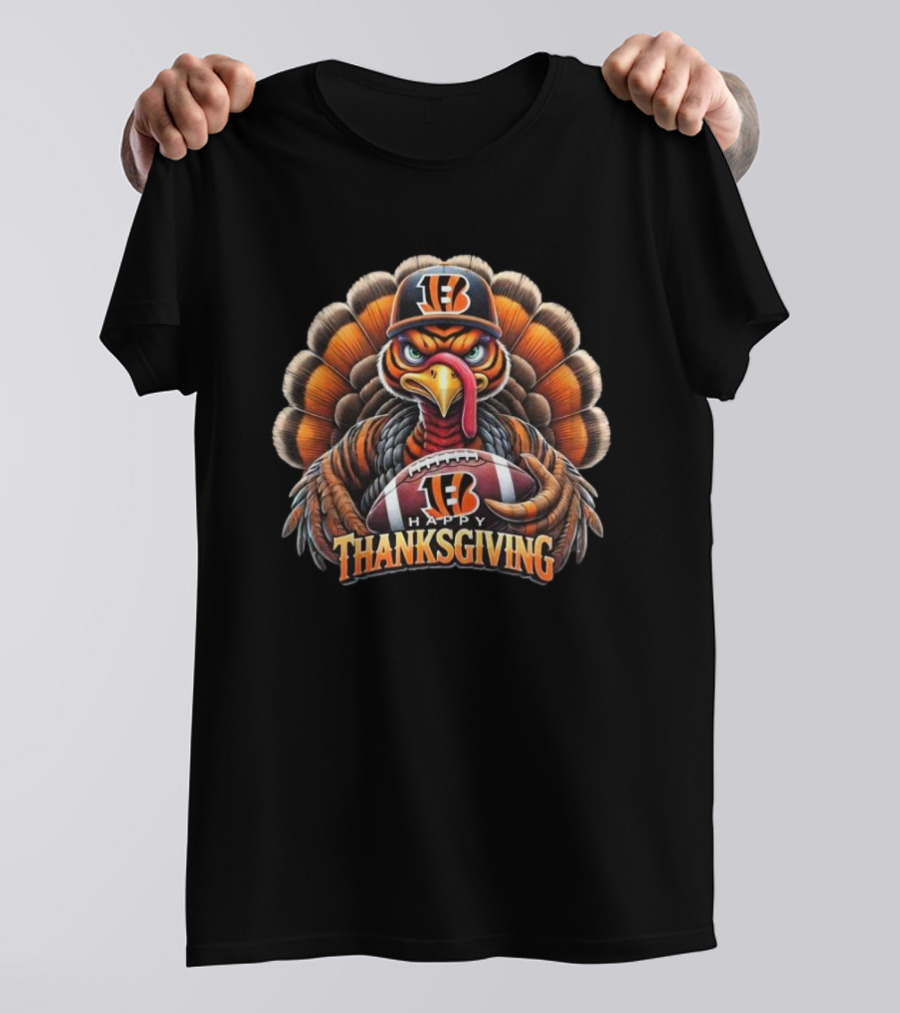 Happy Thanksgiving Cincinnati Bengals Turkey Football T-Shirt