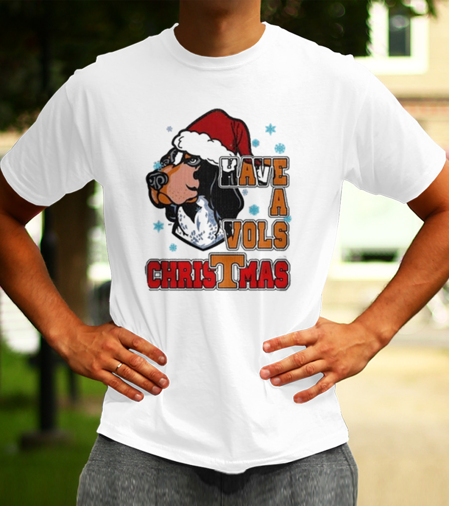 Have A Vols Christmas With Tennessee Volunteers Dog Santa Hat T-Shirt
