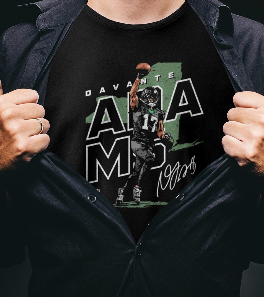 Davante Adams NFLPA New York Jets Map Signature 17 T-Shirt