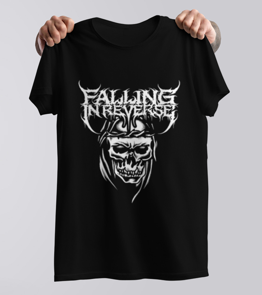 Falling In Reverse Skull Graphic Black T-Shirt