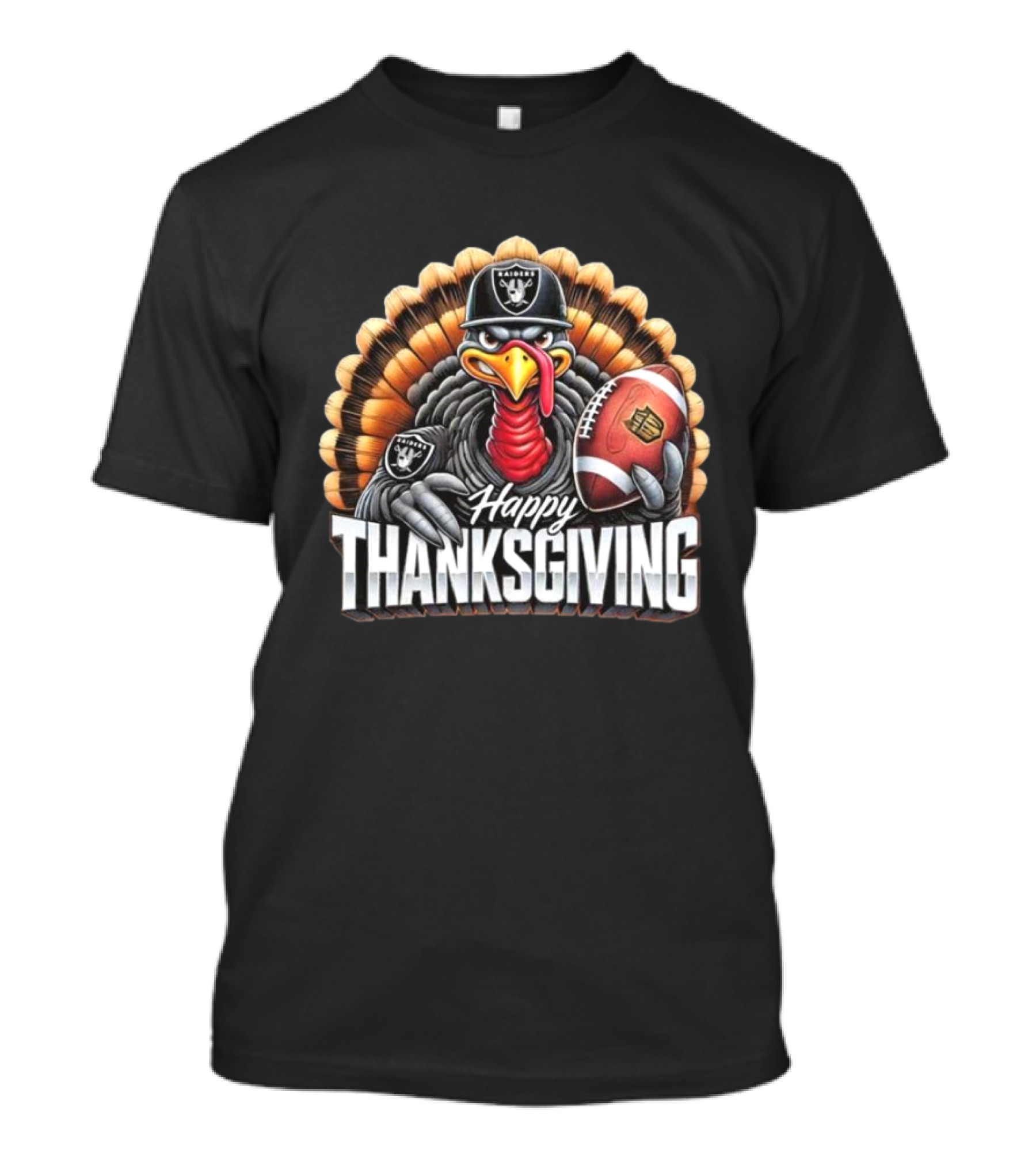 Las Vegas Raiders Happy Thanksgiving Football Turkey T-Shirt