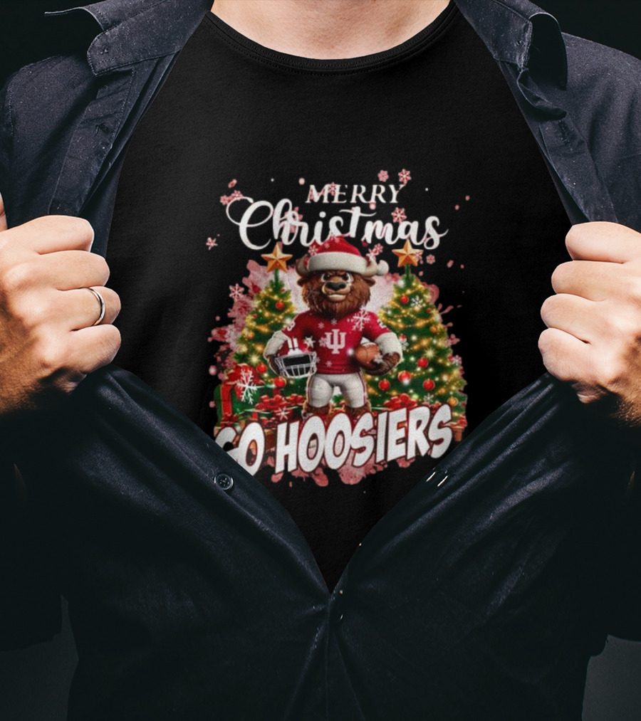Merry Christmas Go Hoosiers Indiana Hoosiers Mascot T-Shirt