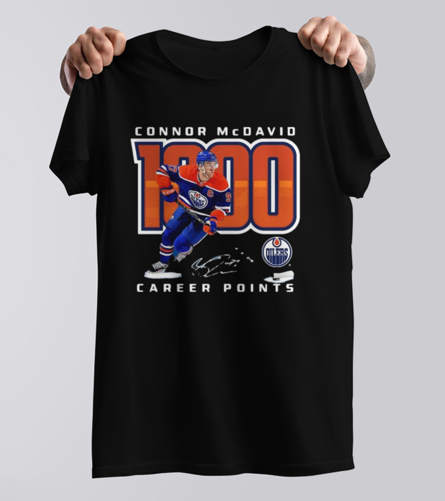 Connor McDavid 1000 Career Points Edmonton Oilers T-Shirt