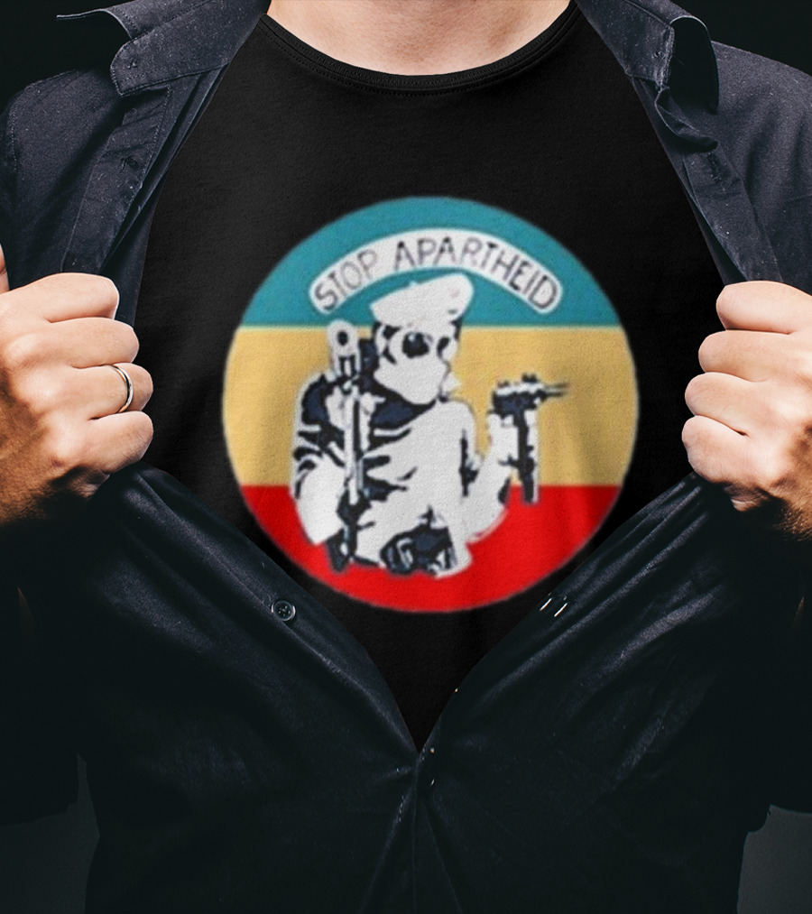 Stop Apartheid Jordan Peele Circle Soldier Weapon Multicolor T-Shirt