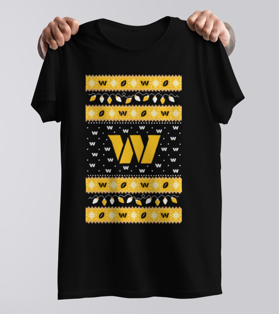 Washington Commanders W Holiday Lights Ugly Sweater Christmas T-Shirt