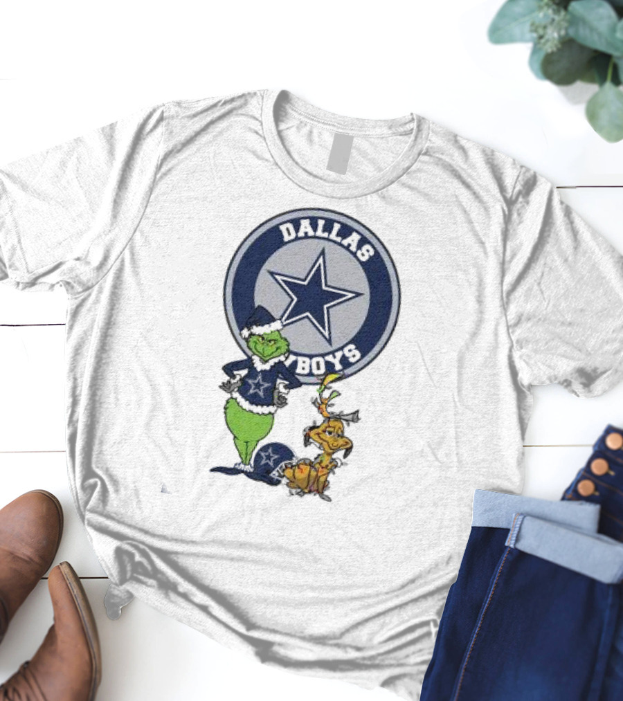 Dallas Cowboys Grinch And Max Merry Christmas T-Shirt