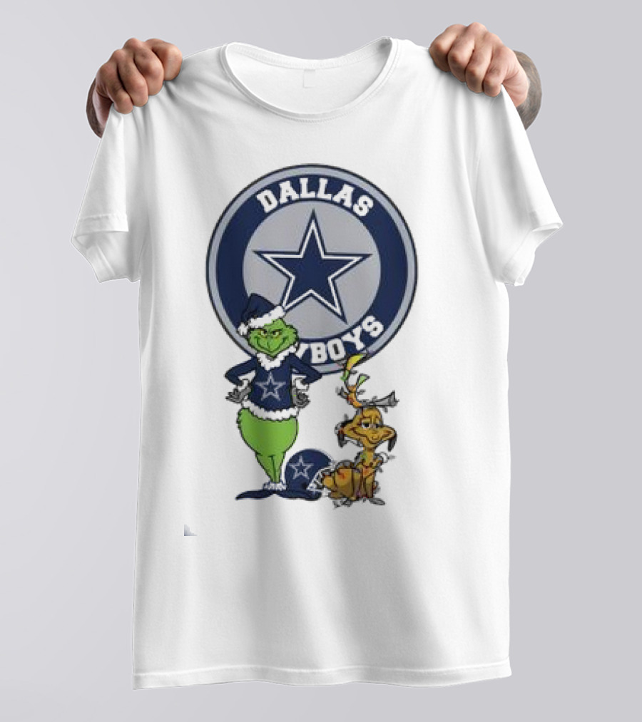 Dallas Cowboys Grinch And Max Merry Christmas T-Shirt