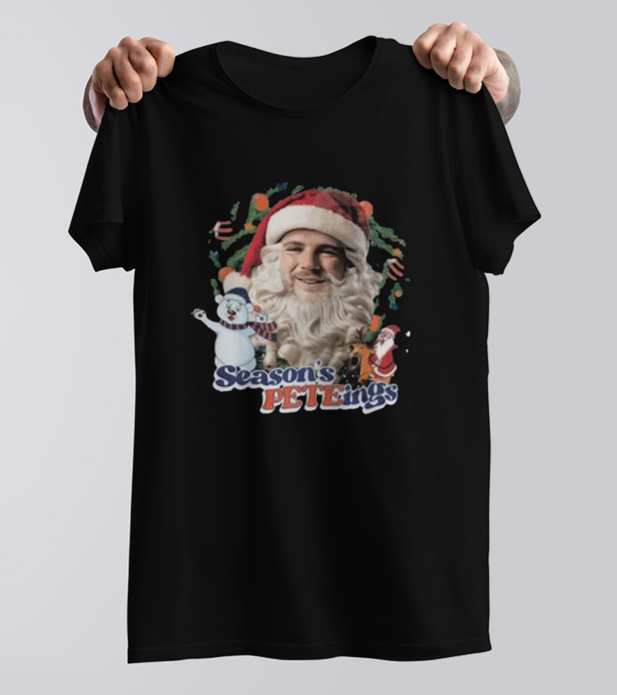 Santa Season's Peteings Christmas Polar Bear NYC Holiday T-Shirt